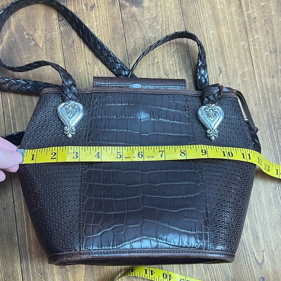 Brighton brown leather croc print shoulder bag with silver tone hardware - Picture 8 of 8